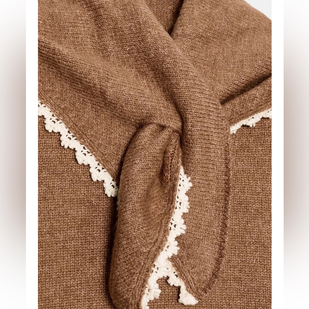 Zara Bandana Lace Knit Jumper / Sweater Camel NWT - Picture 8 of 9